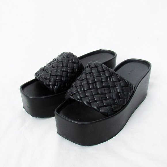VINCE Mari Braided Leather Platform Sandals Slip-On Slide Sandals Size- 8.5~$350 - Picture 2 of 16